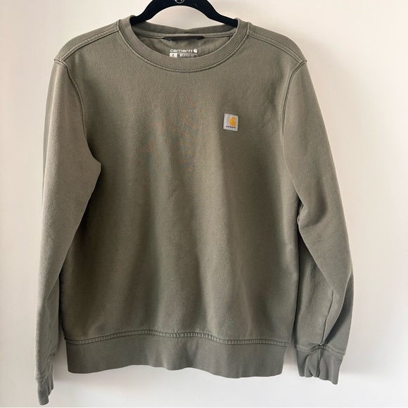 CARHARTT Women’s Relaxed Fit Sweatshirt | Dusty Olive French Terry | Size Small - Picture 3 of 8